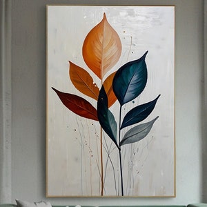 Botanical Leaf Art Print: Modern Colorful Foliage (Digital Download)