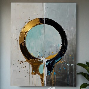 Abstract Gold and Black Circle Art - Modern Digital Download, Minimalist Wall Art, Printable Home Decor, Instant Art for Office or Home