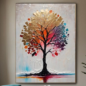 Lebendige Herbst Baum abstrakte Kunst - digitaler Download, bunt strukturierte Wand Dekor, moderne sofort druckbare für Zuhause und Büro