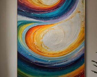 抽象アートプリント：カラフルな渦巻き模様の絵画（デジタル