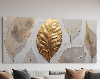 Elegant Gold Leaf Abstract Digital Download - High-Resolution Modern Wall Art for Home and Office Decor
