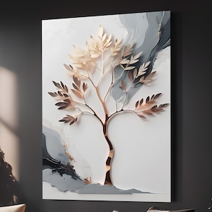 Abstract Golden Tree Art Print: Modern Home Decor (Digital Download)