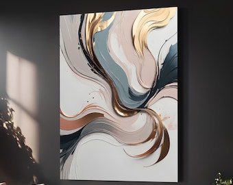 Gold Accent Abstract Art: Modern Home Decor (Digital Download)
