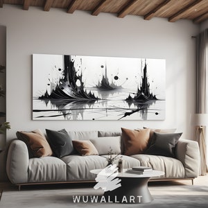 Modern Minimalist Abstract Artwork With Black and White Graffiti ...