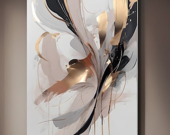 Elegant Gold and Black Abstract Digital Download - High-Resolution Modern Wall Art for Home and Office Decor
