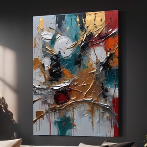 Dynamic Abstract Wall Art Featuring Bold Color Palette and Textured Layers for Modern Home Decor, Digital PRINTABLE, Instant Download