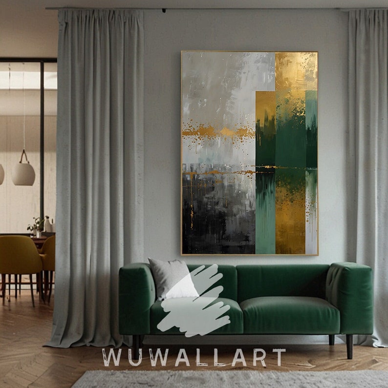 Abstract Green and Gold Wall Art - Modern Digital Download ...