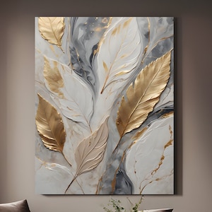 Gold Leaf Abstract Wall Art: Elegant Home Decor (Digital Printable)