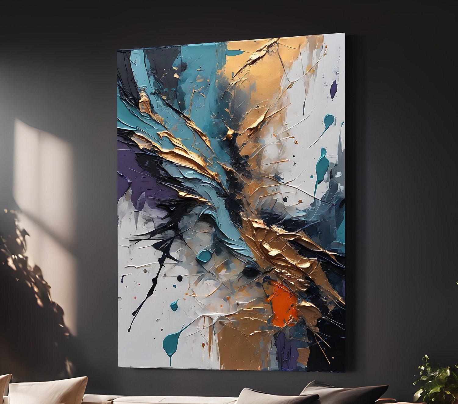 アクリル画 抽象 青と金 抽象画 青と金のアート - メルカリ