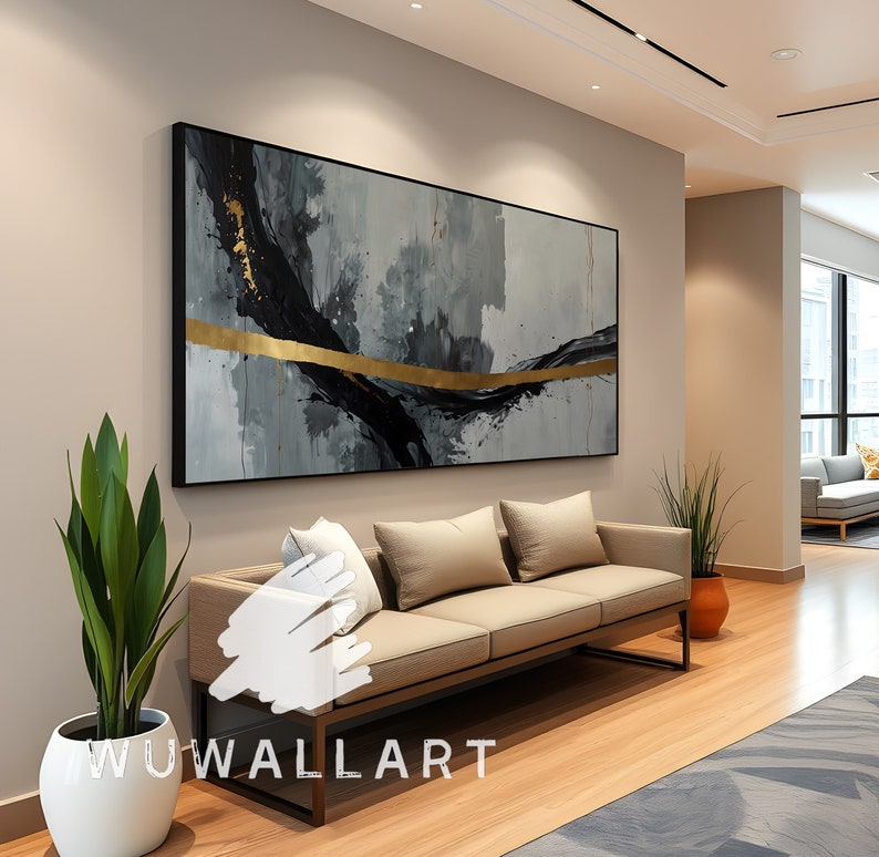Minimalist Abstract Art With Gold Accents - Digital Download, Modern ...