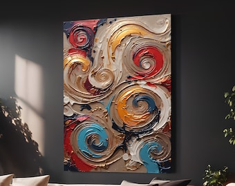 Gold Acrylic Swirls Abstract Art: Modern Home Decor (Digital Download)