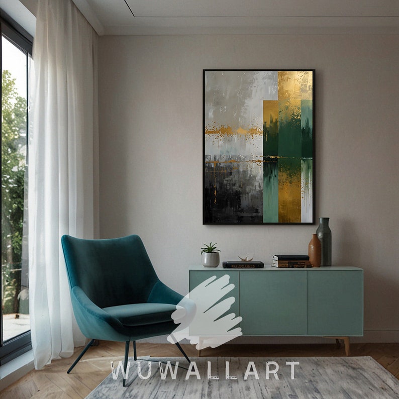 Abstract Green and Gold Wall Art - Modern Digital Download ...