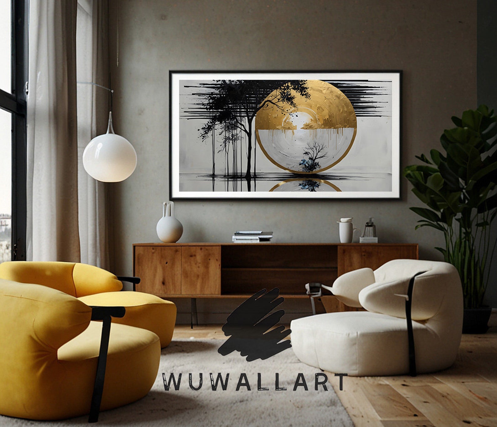 Abstract Gold and Black Tree Art Print, Digital Download, Modern ...