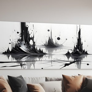 Modern Minimalist Abstract Artwork With Black and White Graffiti ...