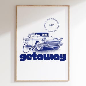 Taylor Getaway Auto Poster, Girly Wohnheim Dekor, Retro Vintage Druck Moderne Song Illustration, Küstenauto Retro Ästhetik, Taylor Studentenwohnheim Zimmer