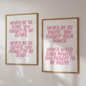Marjorie Poster Set Of 2 Never be so kind you forget to be clever Poster, Marjorie Prints, Taylor Poster, Taylor Quote Print,Taylor Gift