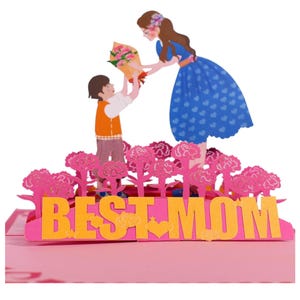 Cartão pop-up de dia das mães para a mãe, cartões pop-up 3D de feliz dia das mães com envelope em branco, cartão de mensagem para a mãe, avó, presente faça você mesmo para as mães