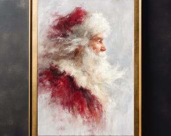 Santa Claus Wall Art, Xmas Wall Print, Father Christmas Poster, Thanksgiving Cottagecore, Festive Farmhouse Decor, Large Canvas