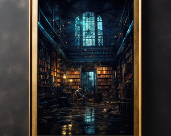 Vintage Library Wall Art: Dark Academia Gothic Decor