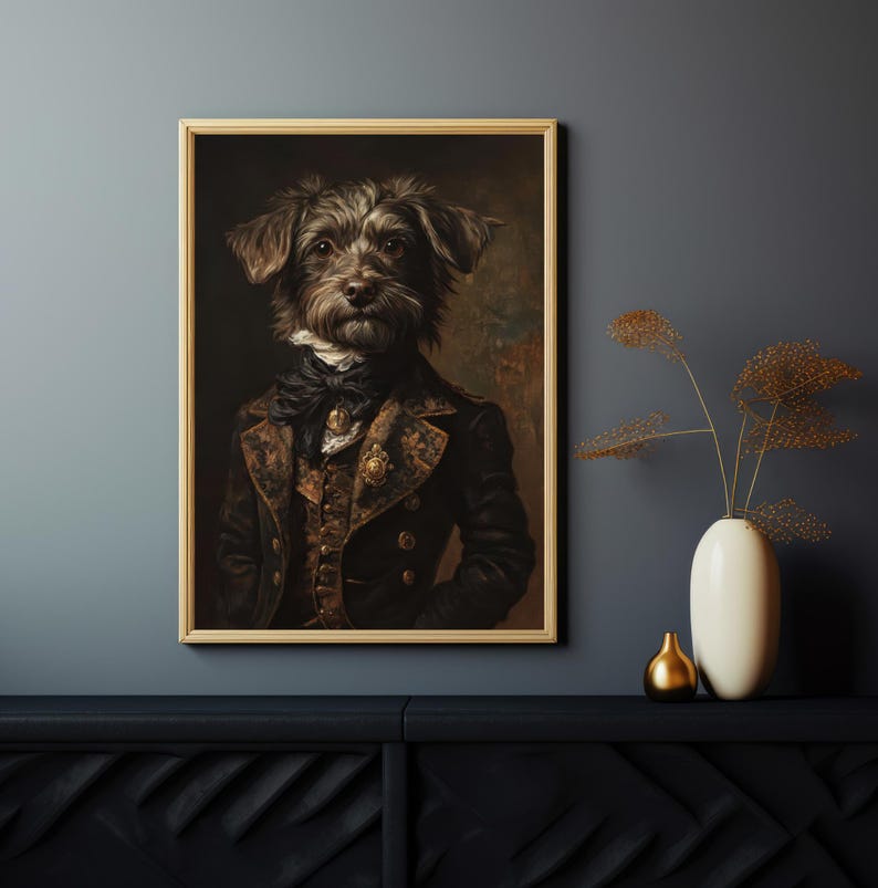 Victorian Dog Portrait Print: Dark Academia Animal Wall Art - Etsy