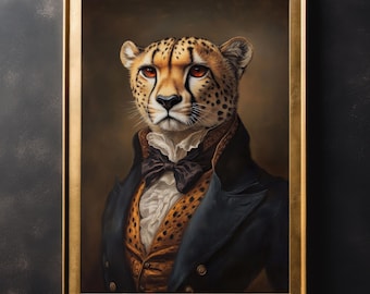 Victorian Cheetah Art Print: Dark Academia Home Decor