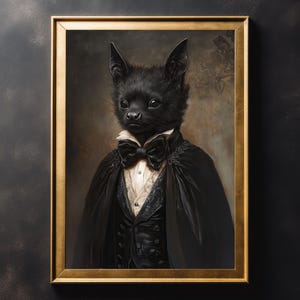 Lámina de pared vintage de murciélago victoriano: decoración del hogar, póster vintage, póster artístico, Dark Academia, gótico, arte de Halloween, lámina de pared espeluznante