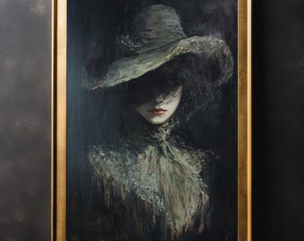 Victorian Witch Vintage Wall Art, Gothic Poster Print, Dark Academia Home Decor, Halloween Art, Vintage Home Decoration, Canvas Art