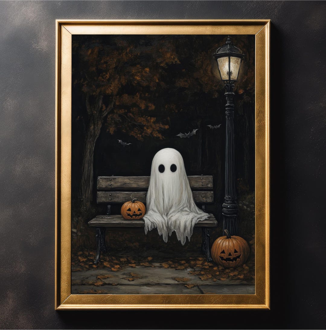 Halloween Ghost Art Print: Vintage Gothic Cottagecore Wall Decor - Etsy