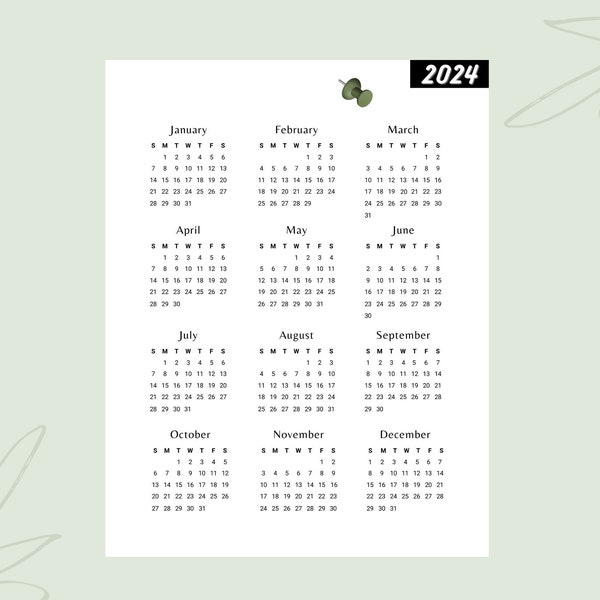 2024 Minimalist Printable Yearly Calendar Collection: Stay Organized and Inspired