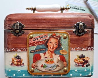 Caixa de Receitas Retrô: Organizador de Madeira Artesanal para Fichas de Receitas de Família
