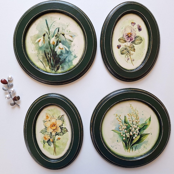 Birth Month Flower Panel: Vintage Style Family Wall Art