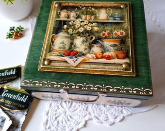 Handmade Wooden Tea Box: Kitchen Shelf Decor, Tea Storage
