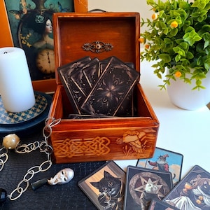 Tarot Card Storage Box - Decorative Gift for Crystal Storage or Tarot Accessories, Stash Witch Box Spiritual with Design Duck & Celtic Knots