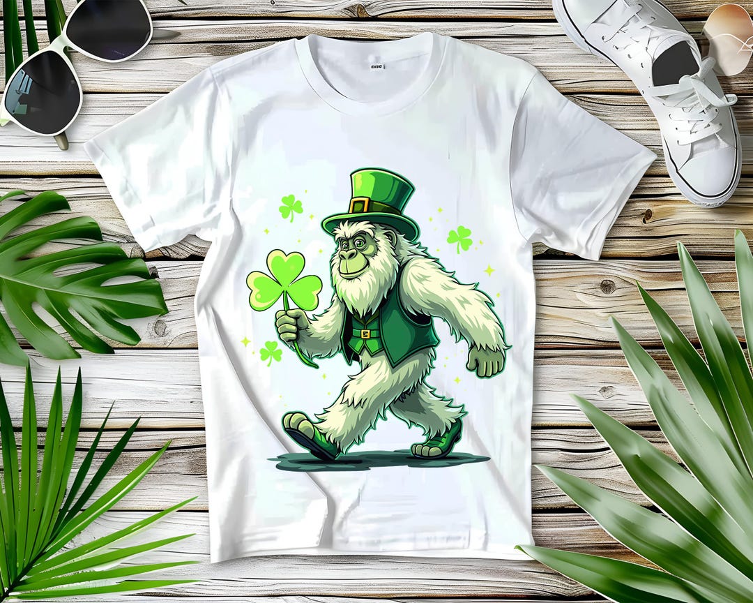 Bigfoot Lucky Shamrock Png, Lucky Png, Brushstroke Lucky Png, Patricks Day Png,glitter Patrick Png, Retro Patrick