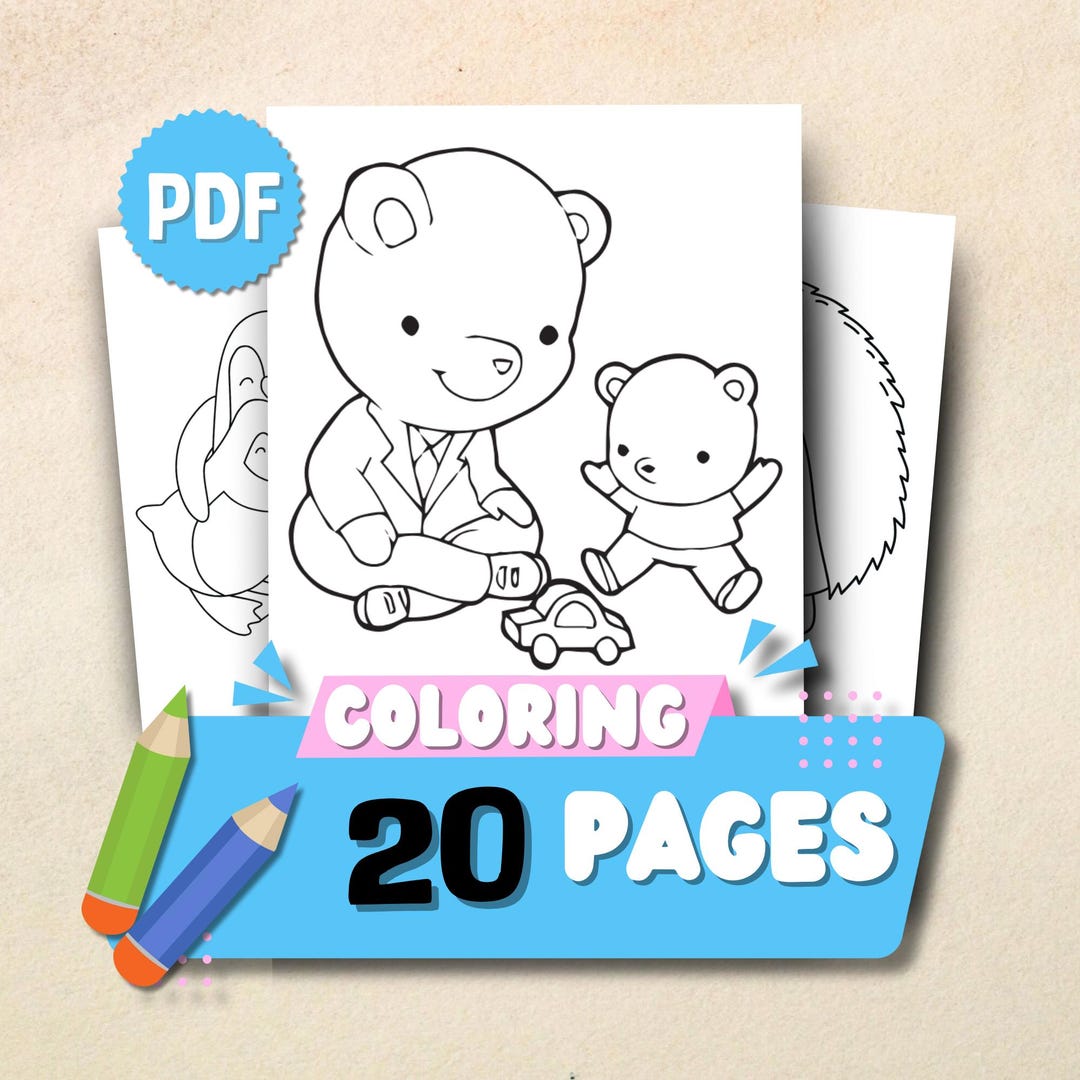 20 Animal Coloring Pages for Kids: Father and Son Printable Coloring ...