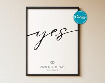 Personalizable digital image “Yes” on Canva – A symbolic gift for special occasions such as weddings or engagements