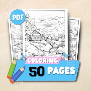 50 imágenes de la naturaleza para colorear | Páginas para colorear imprimibles para niños y adultos | PDF en formato A4 y Carta EE.UU.