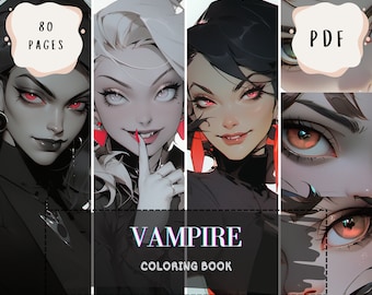 Vampire Coloring Book: 80 Pages of Manga Characters (Printable PDF)