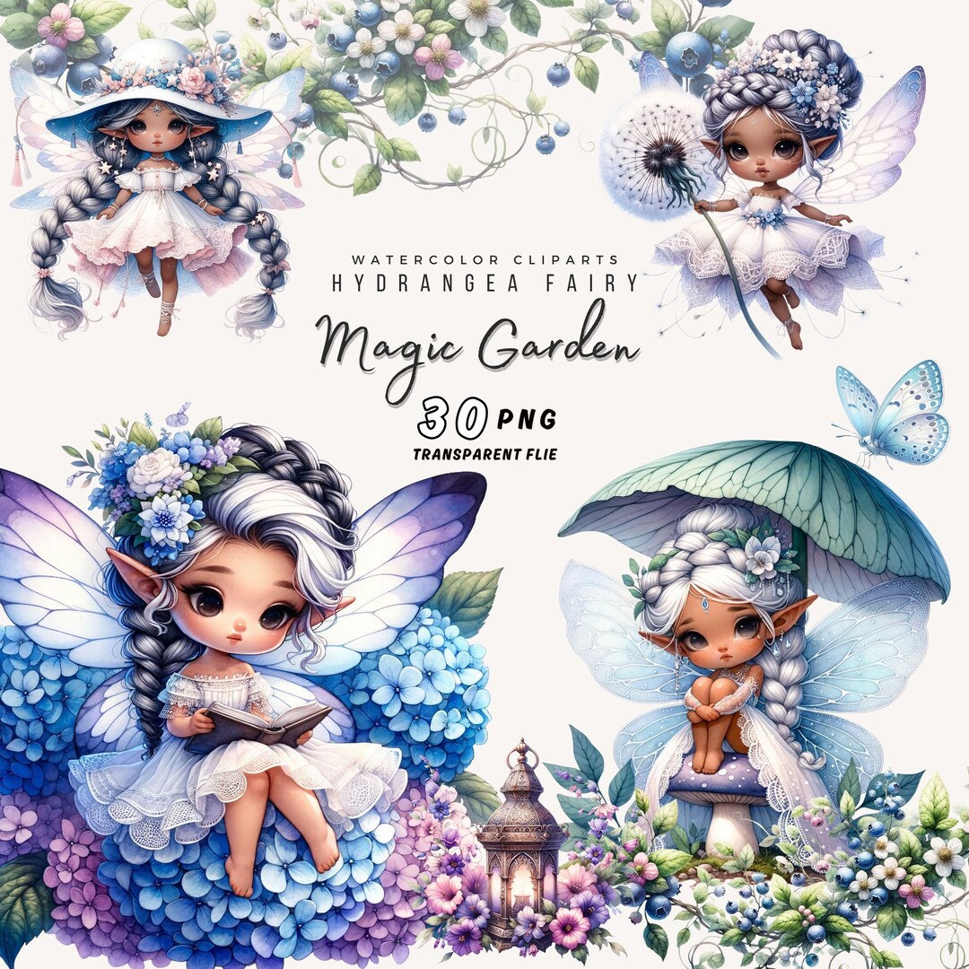 Hydrangea Fairy Clipart: Chibi Girl PNG Bundle (digital Download) - Etsy