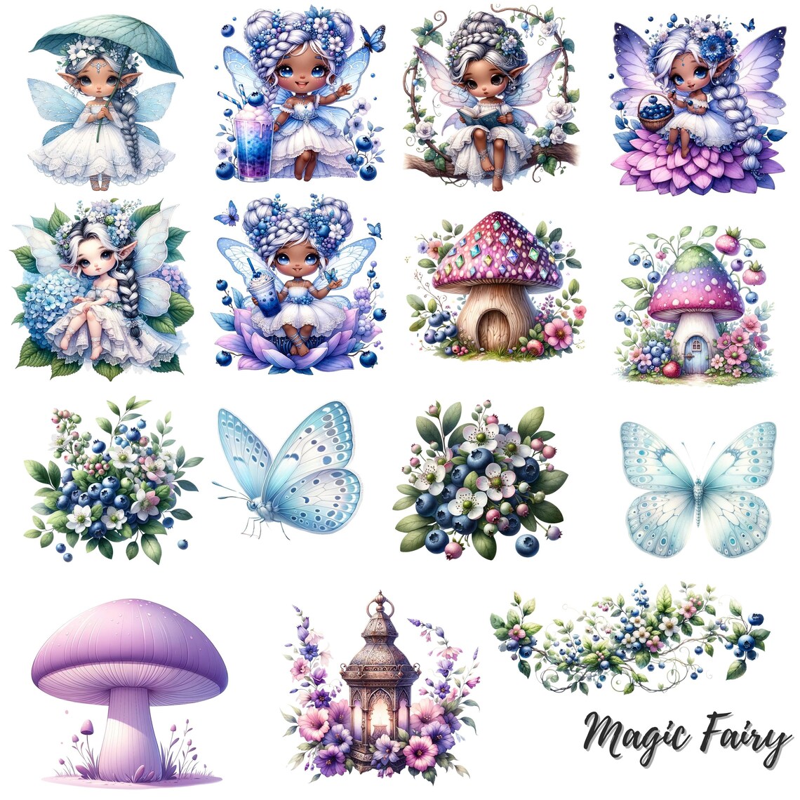 Hydrangea Fairy Clipart: Chibi Girl PNG Bundle (digital Download) - Etsy