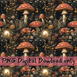 Moth Garden Seamless Pattern: Boho Wicca Digital Paper (Digital Download)