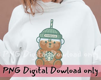 Bearista Teddy Bear Cup Seamless Digital Pattern | Trendy Christmas Girl PNG: Fan Art