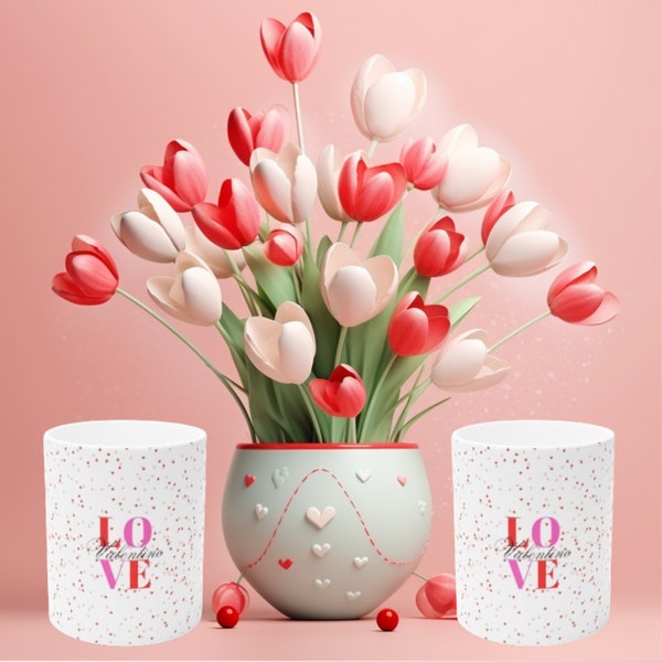 Valentine"s White Ceramic Mug, 11oz and 15oz Love Valentine Mug, Valentine Mug, White ceramic Valentine Mug, Perfect gift for him or her