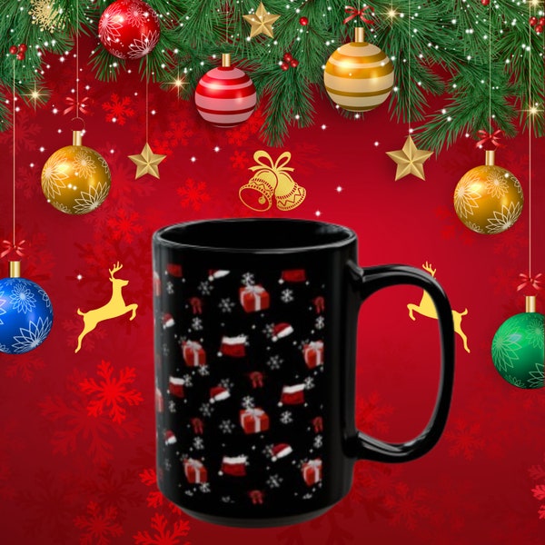 Christmas Gifts, Christmas Black Mug (11oz, 15oz), Christmas gift for her, Christmas gift Black Mug, Gift for Christmas, 11oz 15oz Gift Mug