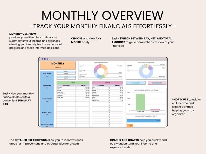 Bookkeeping Template for Small Business Easy Income Tracker | Expense Tracker | Accounting Spreadsheet for Google Sheets