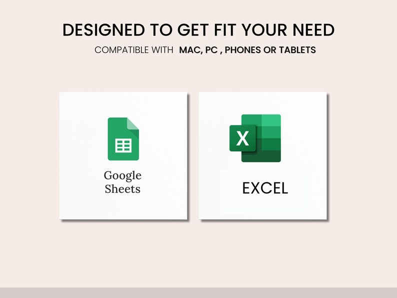 May include: Two icons representing spreadsheet software. The left icon is green and shows a spreadsheet with the text "Google Sheets". The right icon is green and shows a spreadsheet with the letter "X" and the text "EXCEL".