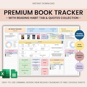 Ultimate Book & Reading Tracker with Book Collection | Reading Planner and Book Review Spreadsheet | Great Gift for Book Lovers