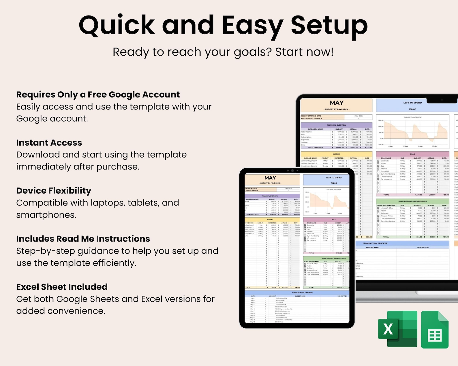 Ultimate Budget by Paycheck Google Sheets Spreadsheet Excel Monthly ...