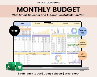 Monthly Budget Planner Spreadsheet Monthly Budget for Google sheets Budget Tracker, Weekly Budget Template, Biweekly Budget Planner Excel