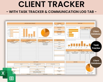 Client Tracker & Management for Small Businesses | CRM Tracker w/ Task Tracker and Communication Log for Customer and Lead Management